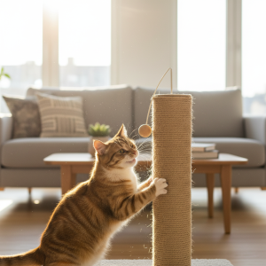 A photorealistic, bright, and airy interior shot of a modern living room