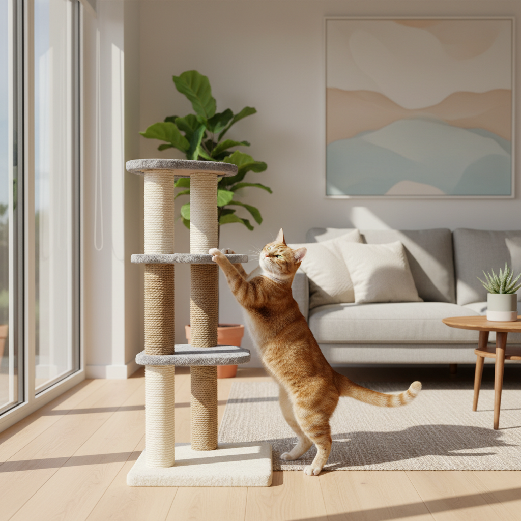 A photorealistic, bright, and airy shot of a modern living room interior during daytime