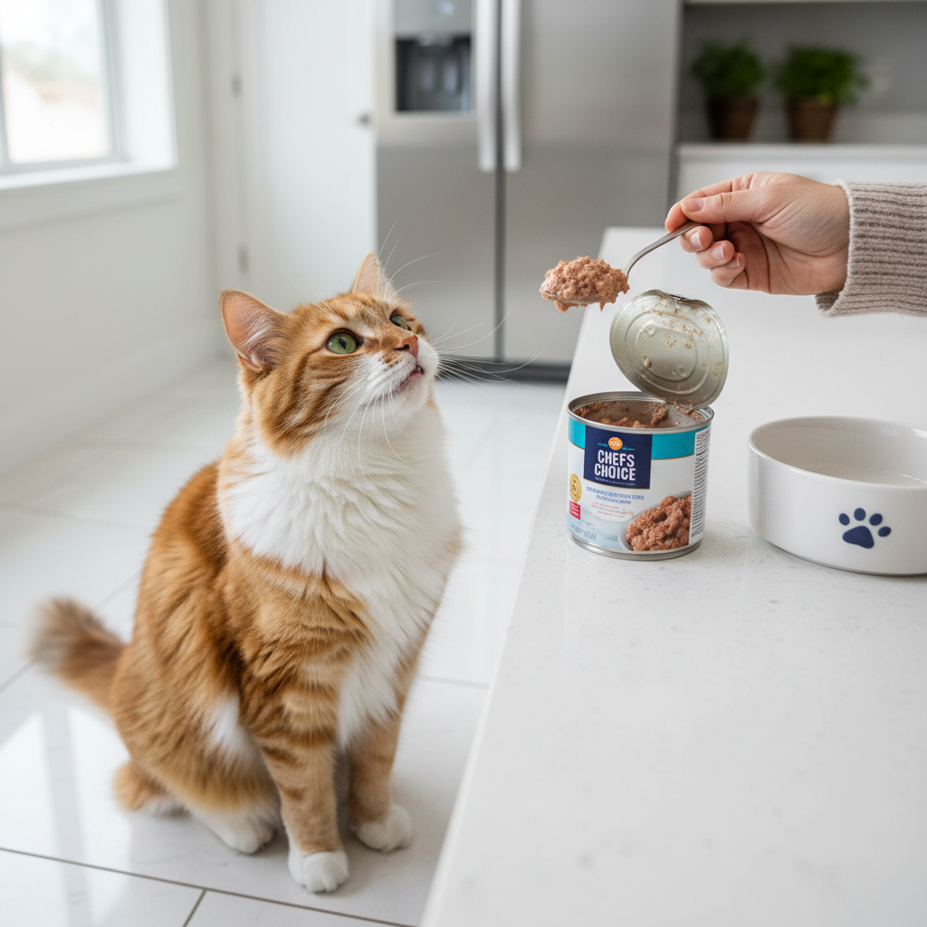 A photorealistic, heartwarming scene in a bright, modern kitchen